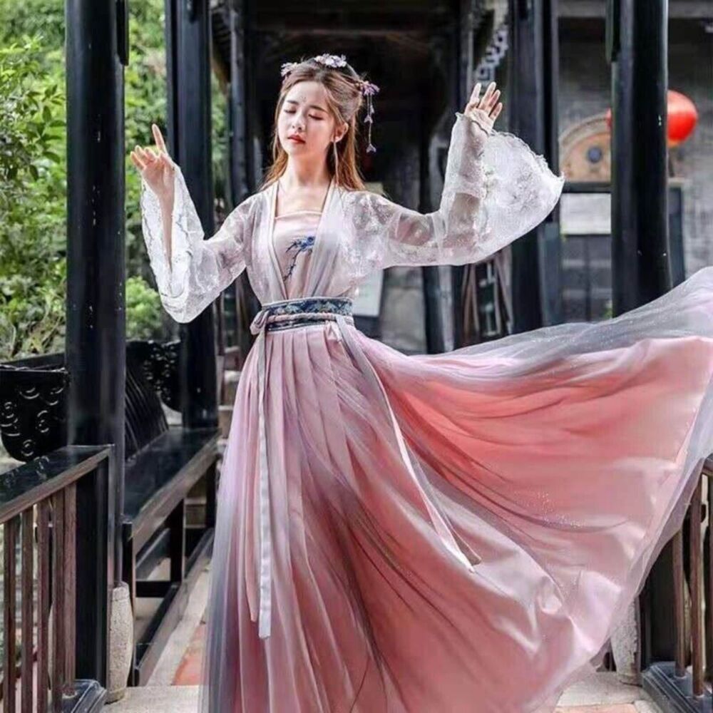 Women Hanfu Female Chinese Style Fairy Teens Girl Vintage Cosplay Costume Party